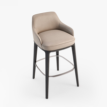 Italian light luxury solid wood bar chair for home modern minimalist designer leather island high stool hotel front desk chair