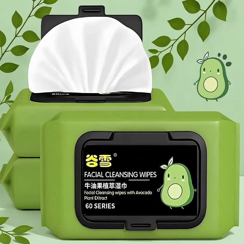 Wet Wipes, Avocado Cotton Wipes, Gentle and Non-Irritating Facial Cleansing Wipes for Women, Bulk Purchase