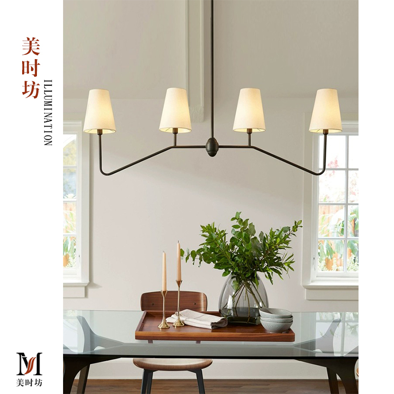 American Country-Style Restaurant Chandelier, French-Style, South Asian Style, Black Retro Designer Bar Counter Island Table Linear Long Table Lighting Fixtures