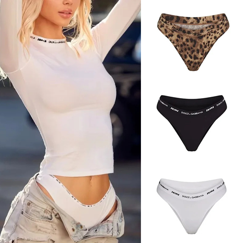 Luxury Collaboration Dg&Skims Kardashian Limited Edition Cotton Jersey Elastic All-Over Printed Logo Briefs