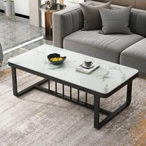 Simple light extravagant small family type rental living room tea table Tea table tempered glass imitation marble grain table tea table