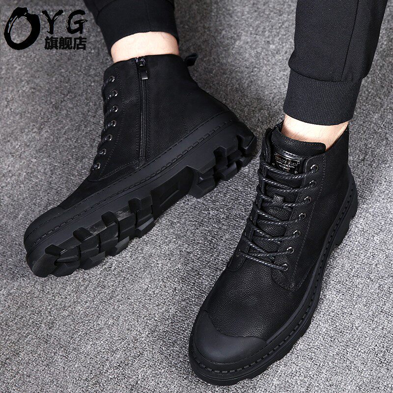 Tide brand Martin boots men's British style high-top winter 2022 new mid-cut tooling boots plus velvet warm snow boots