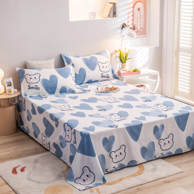 Children's cotton bed sheet one-piece cartoon three-piece cotton sheet 1 8m double bed student dormitory bedding