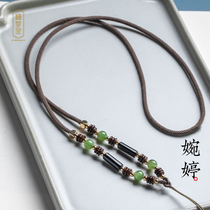 Natural and Tian jade pendant hanging rope black dazzling stone fine allocation rope emerald jade pendant hanging neck pendant rope necklace rope