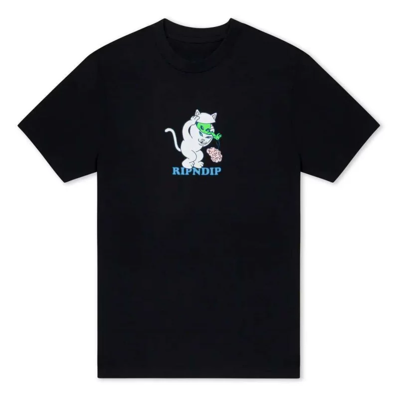 Американский модный бренд RIPNDIP кошка-сука инопланетный голова кошачий уличный хлопковый футболка с круглым вырезом и короткими рукавами повседневная и универсальная