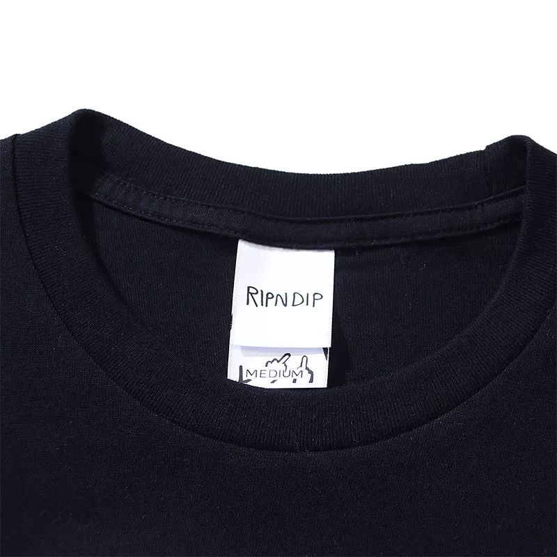 Пуловер с круглым вырезом и коротким рукавом RIPNDIP Bad Cat WORLD World Peace Cat Solid Color Cartoon Pattern Print Round Neck