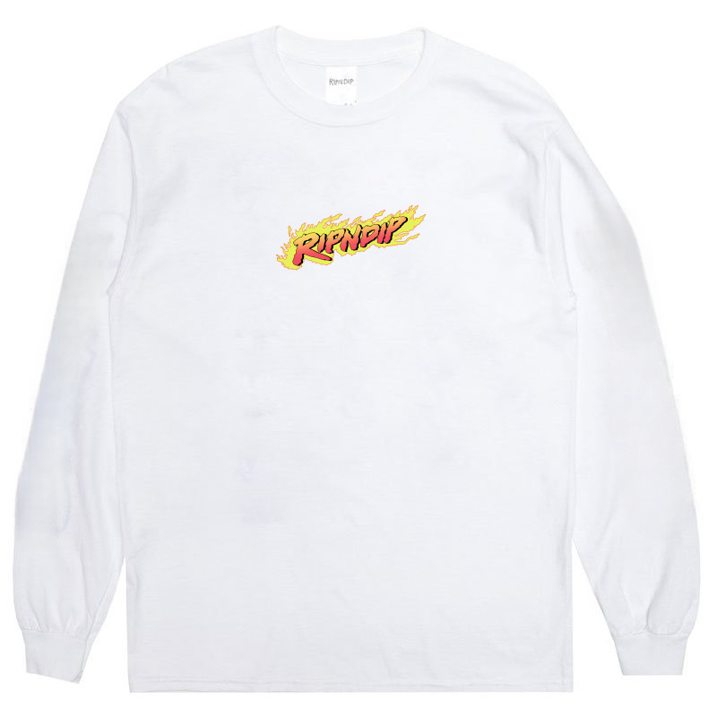 RIPNDIP сука дьявол летучая мышь кот стиль уличной моды длинный рукав футболка мужская черная свободная универсальная модная верхняя вещь