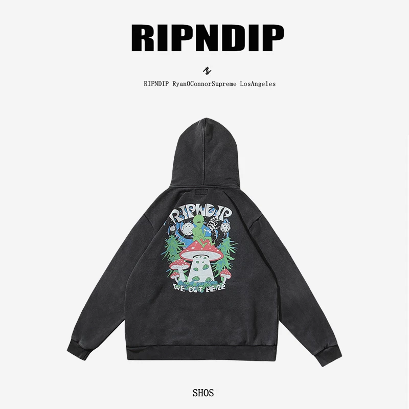 Американский модный бренд RIPNDIP маленький кот средний палец кот осень и зима толстовка водная система старый инопланетянин мужской и женский пары стиль