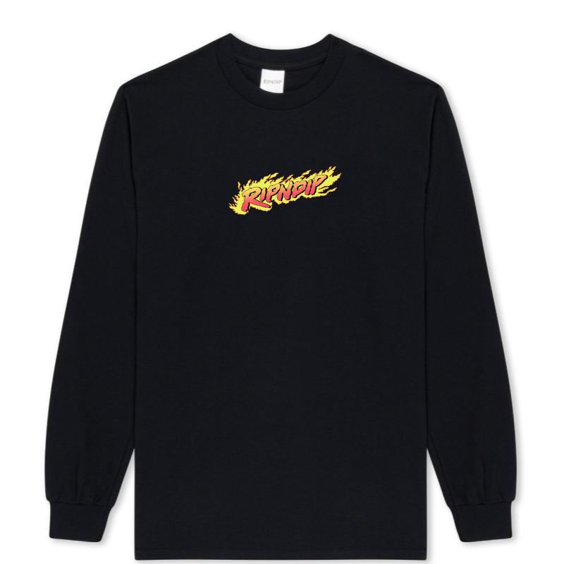 RIPNDIP сука дьявол летучая мышь кот стиль уличной моды длинный рукав футболка мужская черная свободная универсальная модная верхняя вещь