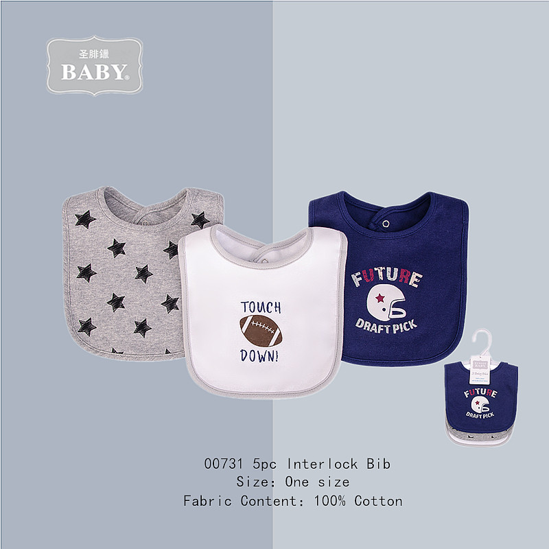 ins exports to the United States baby cotton bib high-end cartoon letters Europe and the United States football newborn soft saliva towel