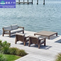 Outdoor Teak Wood Sofa Open-air Villa Courtyard Casual Solid Wood Outdoor Embalming Sunscreen Room for sale with furniture