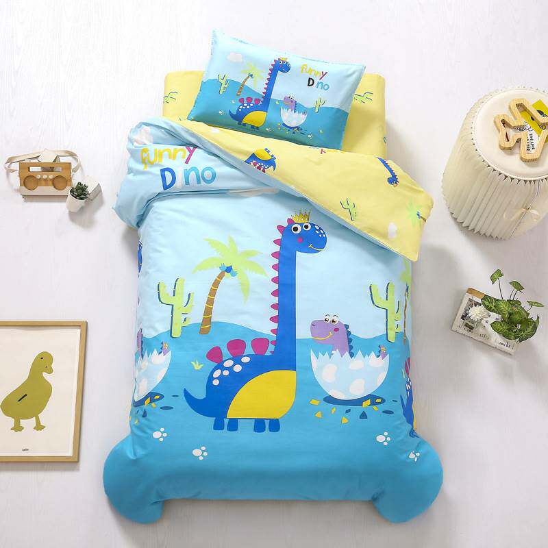 Cartoon dinosaur pure cotton children's kit kindergarten quilt three pieces baby nap entering the kindergarten cotton bedding six-piece set