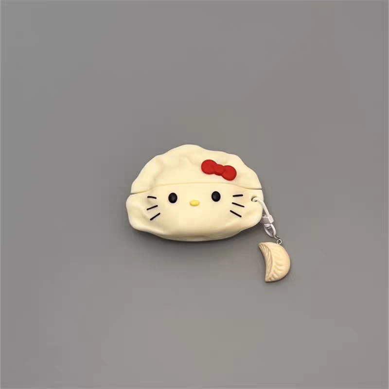 Creative Meat-Filled Dumpling Kitty Cat AirPods 4Th Generation Cute Silicone Earphone Case Suitable for AirPods 3 Protective Case AirPods 1/2 Protective Shell AirPods Pro 2Nd Generation Apple Earphone Case