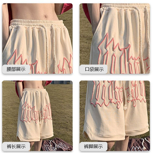 Tide, ретро летние шорты, спортивные штаны, повседневные брюки, в американском стиле, на шнурках, свободный крой