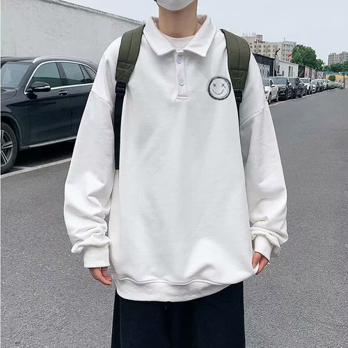 Tide, ретро демисезонная японская футболка polo, куртка, в американском стиле, оверсайз