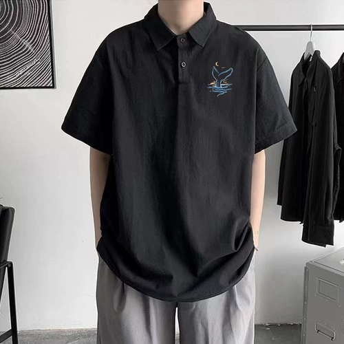 Tide, футболка polo, трендовая хлопковая рубашка, короткий рукав, оверсайз