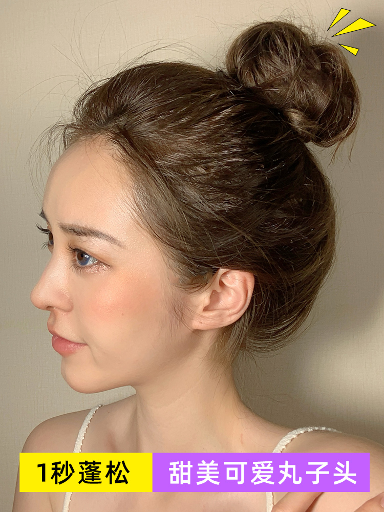 Meatball head real hair wig ring Cute fluffy ancient style hair ornaments Lazy dish hair artifact Natural bud hair ring female