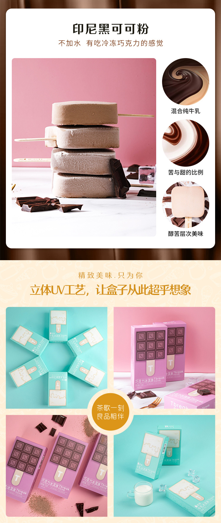 良品铺子旗下 良品茶歇 纯牛奶冰淇淋 3口味组合 70g*6盒 图3