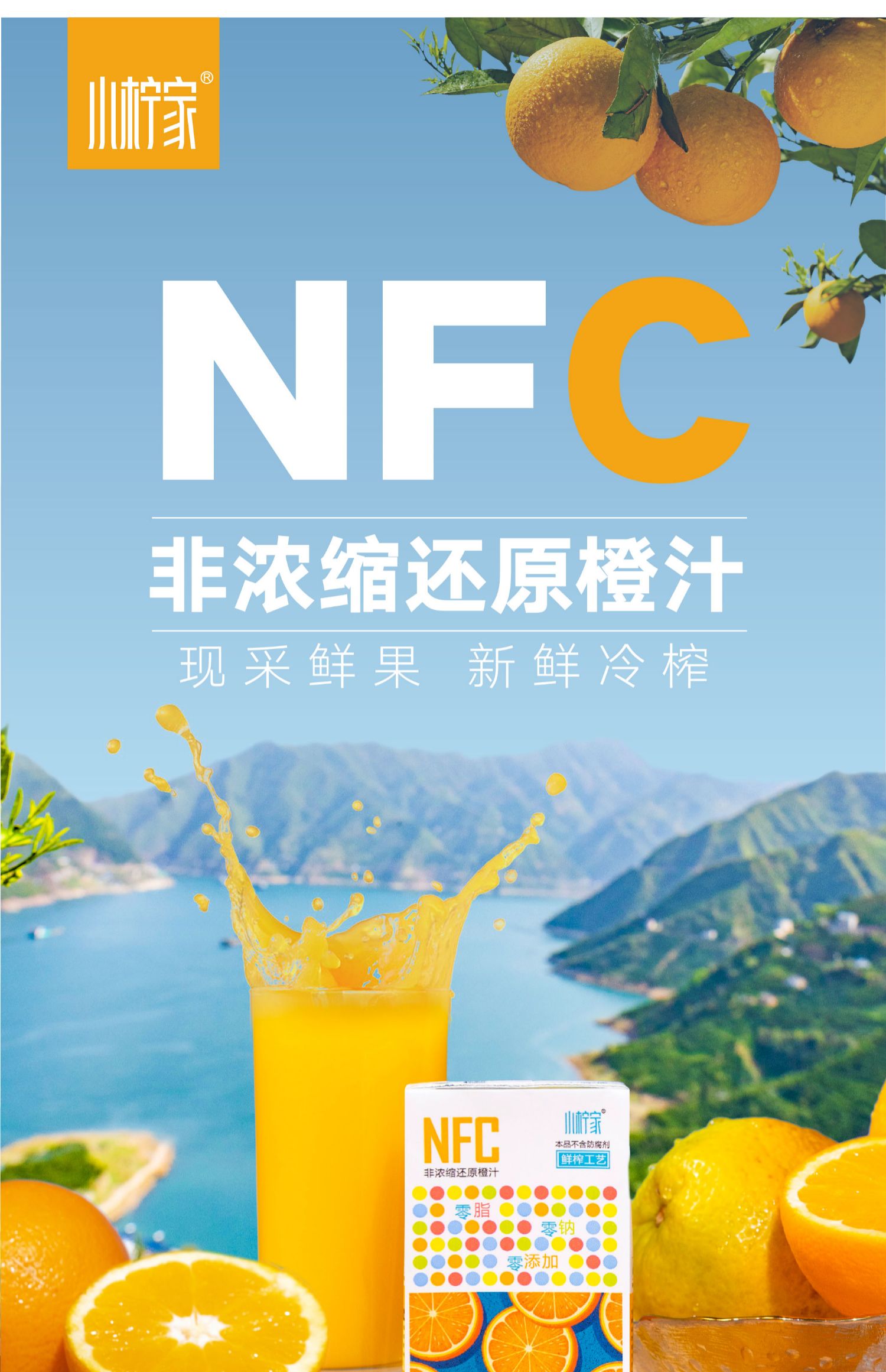 【可签到】小柠家NFC鲜榨橙汁果汁250ml*12