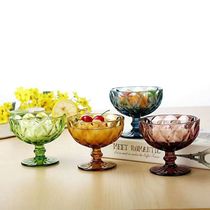 European retro wine glass ice cream bowl goblet original color thickened colored glass red wine glass