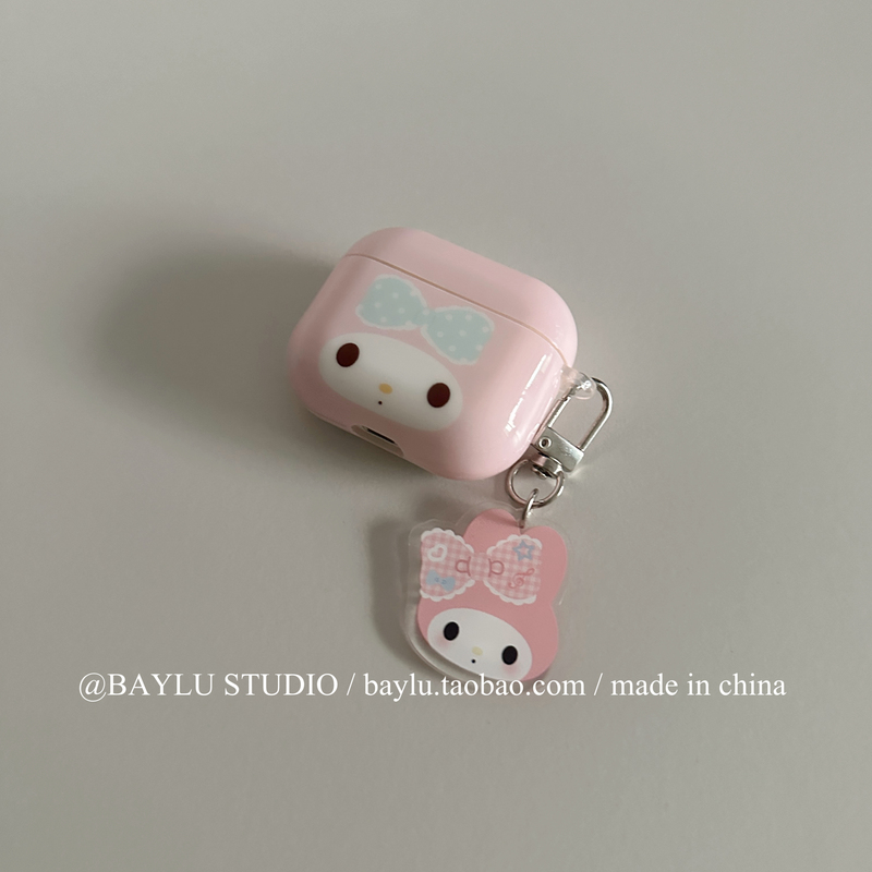 Original Niche Cute My Melody Bowknot Earphone Case, Fun for Couples and Best Friends, Sweet and Cute Cartoon Design, Suitable for AirPods 4Th Generation, Pro 2Nd Generation, Pro 3Rd Generation Earphone Protective Case, Ins Style