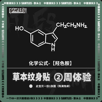 (hydroxytryptamine) chemical formula tattooed stickers herbals semi-permanent waterproof male and female lasting simulation ins wind