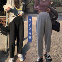 Pregnant woman Early autumn new Harun 100 hitchhiking Lean Casual Turnip Sweatpants Pregnant Woman Summer Fall Han Edition Fashion Light Cage Pants