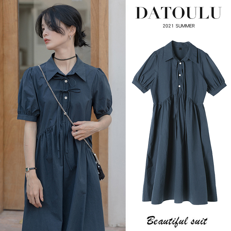 Pregnant women's summer dress, trendy mom's fashion, thin section, loose large size, waist and knee-length dress, pregnant women's Korean style dress