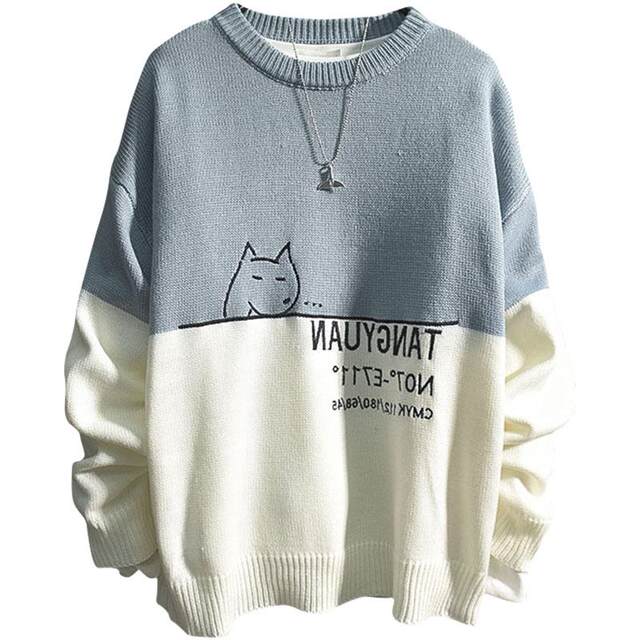 ເອີຣົບ 2022 ຮ່ອງກົງ Sweater ຜູ້ຊາຍດູໃບໄມ້ລົ່ນແລະລະດູຫນາວແບບເກົາຫຼີ trendy ນັກສຶກສາພາສາຍີ່ປຸ່ນແບບ Loose Handsome ແບບຄູ່ຜົວເມຍ Versatile ເຂັມ