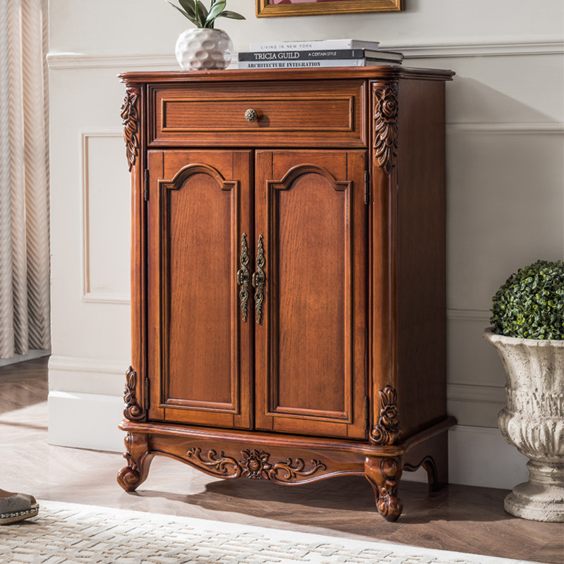 American-style solid wood shoe cabinet European-style retro living room entrance cabinet hall cabinet storage home entry-free installation storage cabinet - Taobao