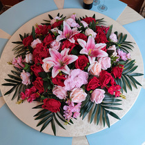 Large round table flower middle flower table flower simulation flower hotel hotel box electric turntable flower fake flower flower arrangement