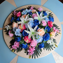 Dining table flower fake flower big round table middle decoration ornaments floral home hotel round turntable silk flower simulation flower