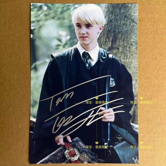 Harry Potter Malfoy Autographed Photo Merchandise, Tom Felton Same Style Autographed Postcard to Give to Friends