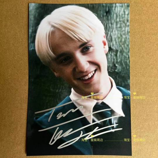 Harry Potter Malfoy Autographed Photo Merchandise, Tom Felton Same Style Autographed Postcard to Give to Friends