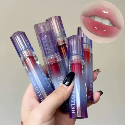 Морская соль, бальзам для губ, розовый стеклянный блеск для губ, цвет инжира, зеркальный эффект, с эффектом пухлых губ