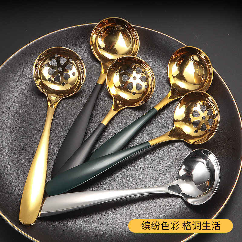 304 net red soup spoon stainless steel spoon household soup porridge porridge spoon hot pot colander deepen public spoon Korean style