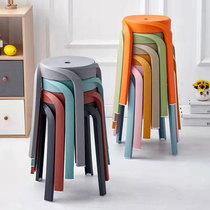 European art thickened plastic stool stackable cyclone stool gray bench adult white round stool black