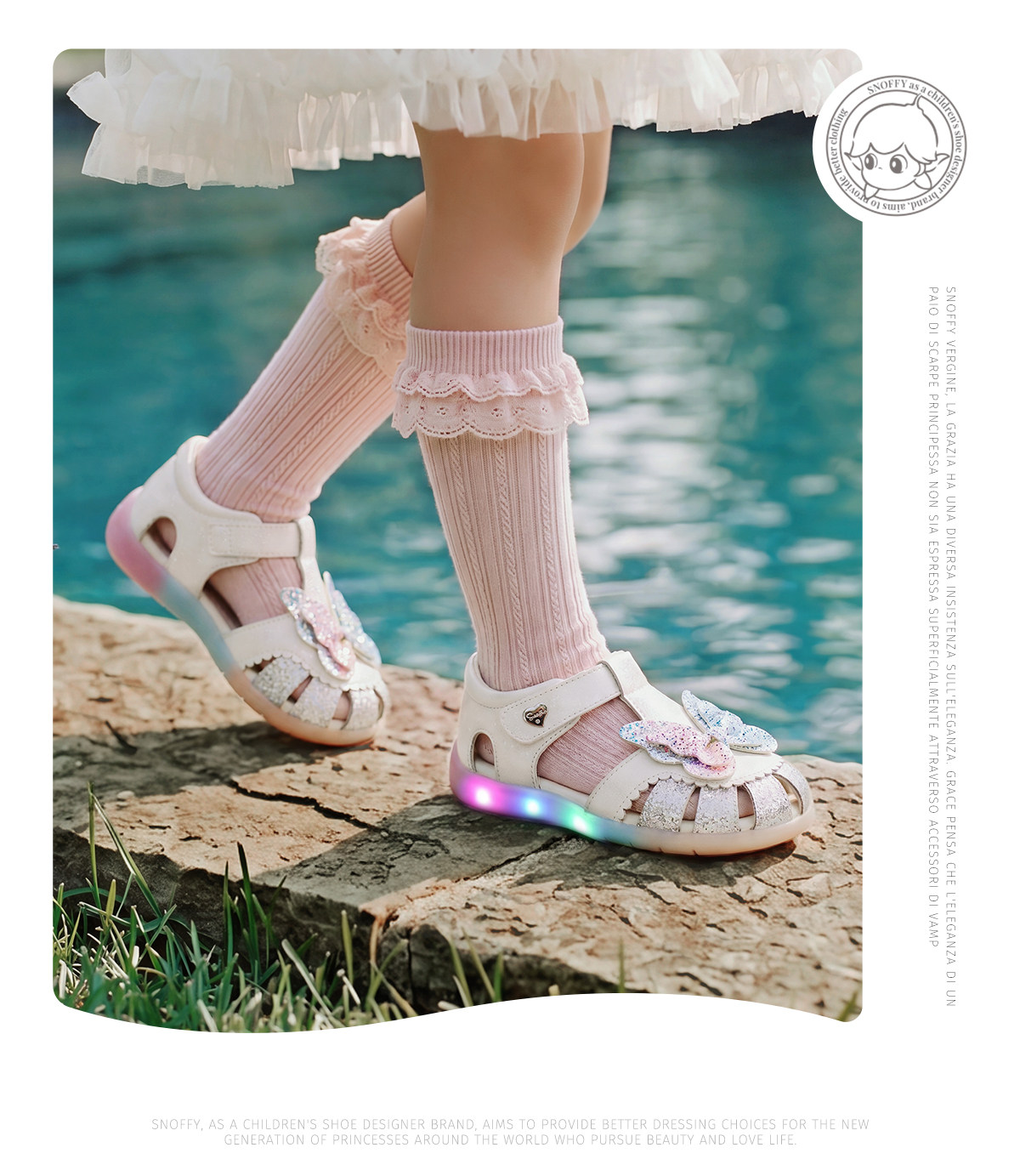 Flashing Light Shoes | Snuffy Girls' Sandals Summer New Style Children's Soft Sole Non-Slip Princess Baby Closed-Toe Sandals — 12