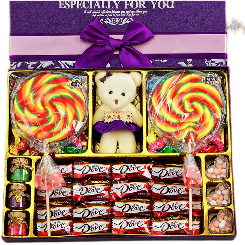 情人卡通生日礼物德芙巧克力礼盒520送男女朋友闺蜜儿童棒棒糖果