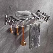 Modern simple telescopic stainless steel towel rack thickened bathroom towel rack foldable bathroom towel bar