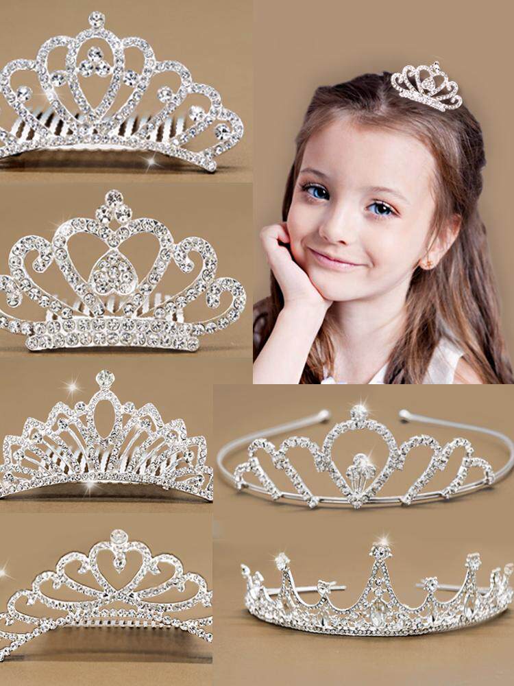 Crown tiara children's princess crown Korean girl's hairpin rhinestone hair accessories hairpin hair hoop birthday jewelry