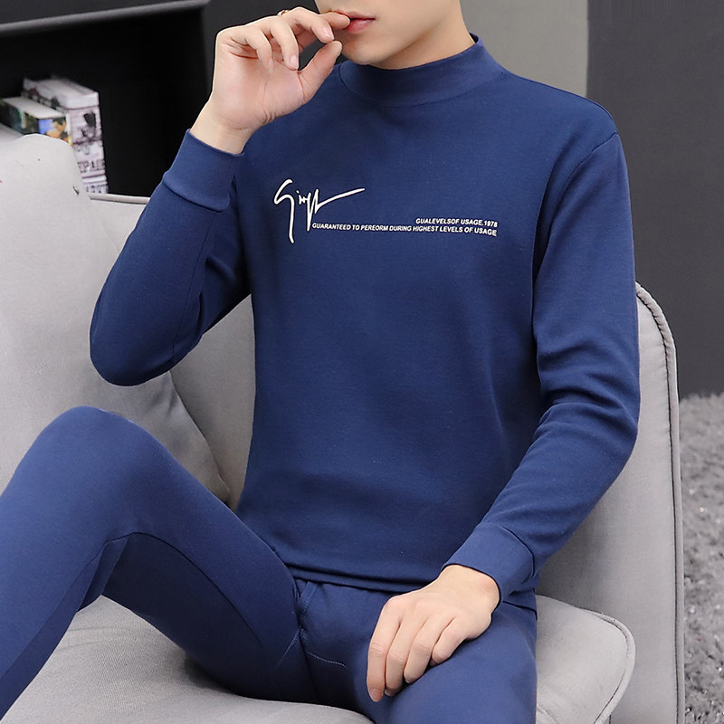 Young Pure Cotton Warm Underwear Suit Men's All-cotton Wool Sweatshirt Big Boy Autumn Clothes Autumn Pants Junior High School Middle School Students-Taobao