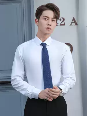 White shirt men long sleeve slim body free ironing tooling business dress professional work clothes casual shirt Spring and Autumn Work