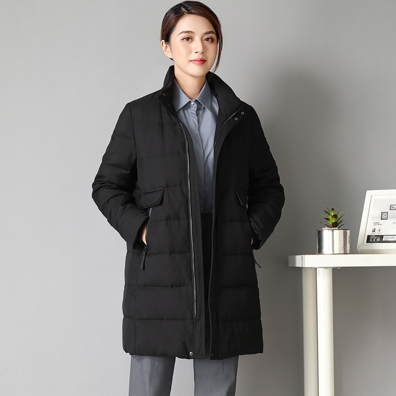 Work down jacket woman mid-winter thickened winter thickened warm business hall Overalls Black work clothes Jacket Sample House Display Center 4S