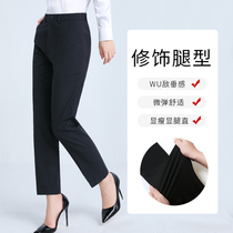 Western dress pants woman 90% spring and summer black western pants woman no tightness loose and covety straight drum big code radish pants swarm