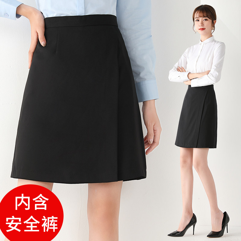 a word half body dress Women in summer Black Hemp Yarn Women Wrap Dress In long version Career overalls uniforms Slim Fit Short Skirt