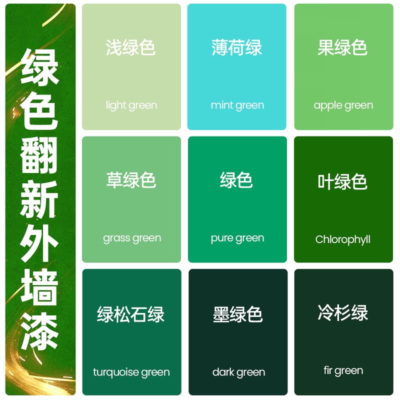 Dark Green, Fruit Green, Grass Green Exterior Latex Paint, Waterproof, Sun-Resistant, Outdoor Spray Paint, Exterior Wall Paint, Self-Brushing