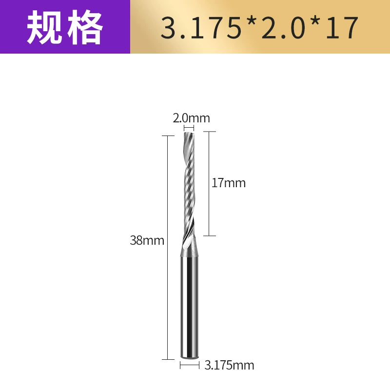 dao khắc chữ cnc Chắc Chắn Máy Khoan 3.175 Đơn Edge Xoắn Ốc Xay Quảng Cáo Acrylic PVC Khắc CNC Máy Công Cụ 5A Đầu Khắc mũi dao cnc dao tiện gỗ cnc Dao CNC