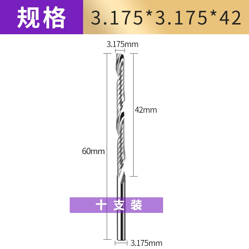 dao cắt mica cnc Chắc Chắn Mũi Khoan 3.175 Mm Đơn Edge Xoắn Ốc Xay Acrylic Khắc Dao Quảng Cáo PVC Cắt Máy Tính Máy Khắc Công Cụ dao cat cnc dao cắt mica cnc Dao CNC