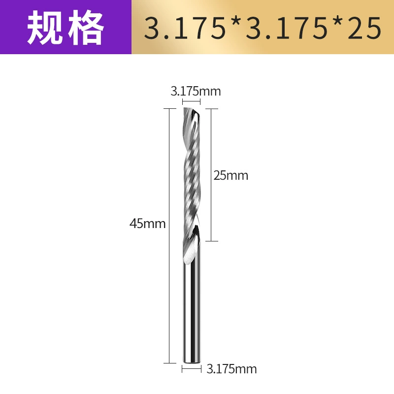dao khắc chữ cnc Chắc Chắn Máy Khoan 3.175 Đơn Edge Xoắn Ốc Xay Quảng Cáo Acrylic PVC Khắc CNC Máy Công Cụ 5A Đầu Khắc mũi dao cnc dao tiện gỗ cnc Dao CNC